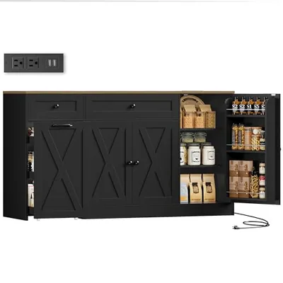 59″ Sideboard with Coffee Bar, Black