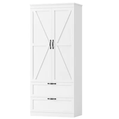30″ Kitchen Pantry Cabinet, White (70″ tall)