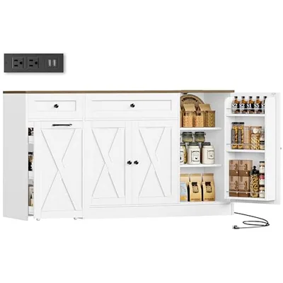 60″ Sideboard with Coffee Bar, White