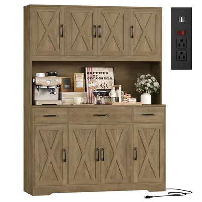 55″ Kitchen Pantry Cabinet, Brown (HS-BH3C5)