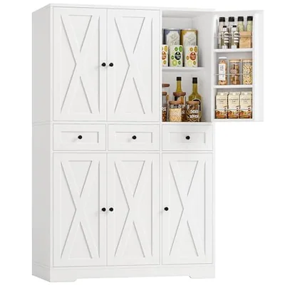 43″ Kitchen Pantry Cabinet, White