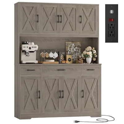 55″ Kitchen Pantry Cabinet, Grey