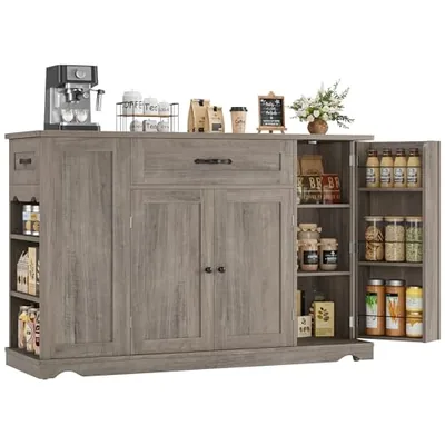 47″ Rolling Kitchen Island Cart, Grey