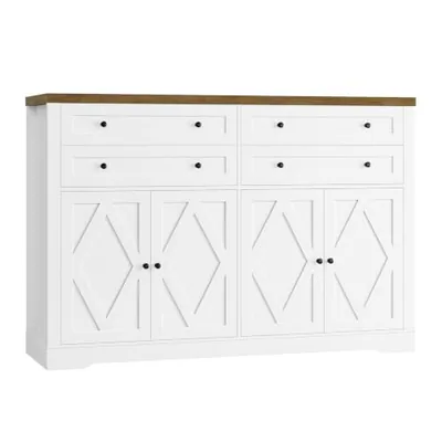 55″ Sideboard Buffet Cabinet, White