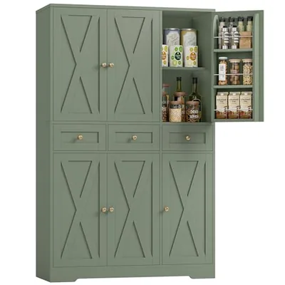 43″ Kitchen Pantry Cabinet, Green