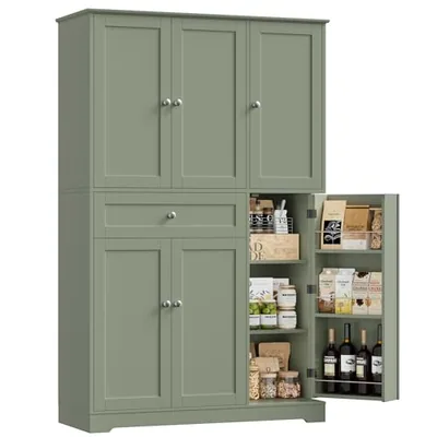 41″ Kitchen Pantry Cabinet, Green