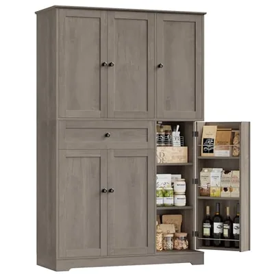 41″ Kitchen Pantry Cabinet, Grey