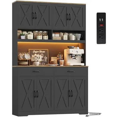45″ Kitchen Pantry Cabinet, Black