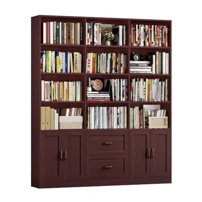 59″ Triple Wide Bookshelf, Cherry