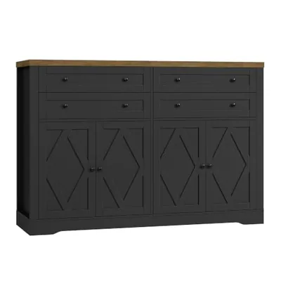 55″ Sideboard Buffet Cabinet, Black