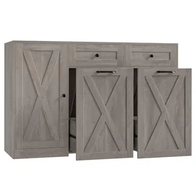 47″ Dual Trash Can Cabinet, Grey (32″ tall)
