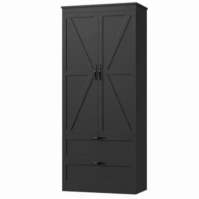 30″ Kitchen Pantry Cabinet, Black