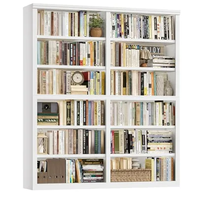 63″ Double Wide Bookshelf, White