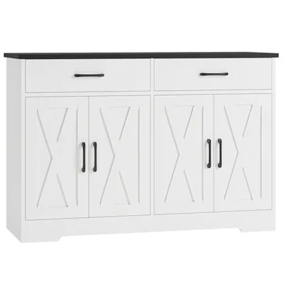 47″ Sideboard Buffet Cabinet, White (HS-L5HLK)