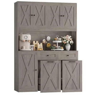 47″ Dual Trash Can Cabinet, Grey (71″ tall)