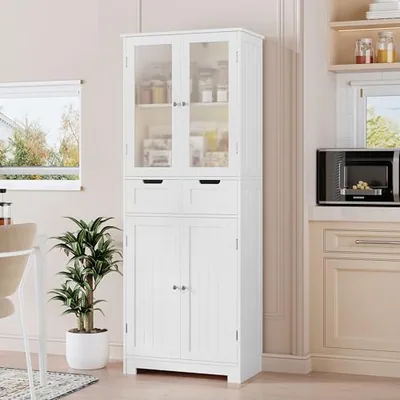 24″ Kitchen Pantry Cabinet, White