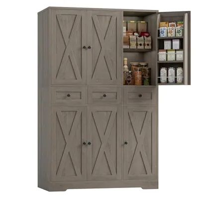 43″ Kitchen Pantry Cabinet, Grey