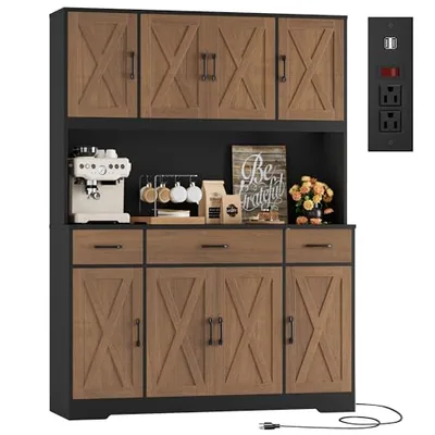 55″ Kitchen Pantry Cabinet, Brown (HS-8X8C8)