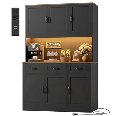 47″ Kitchen Pantry Cabinet, Black (HS-S361H)