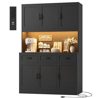 47″ Kitchen Pantry Cabinet, Black (HS-ZS28G)