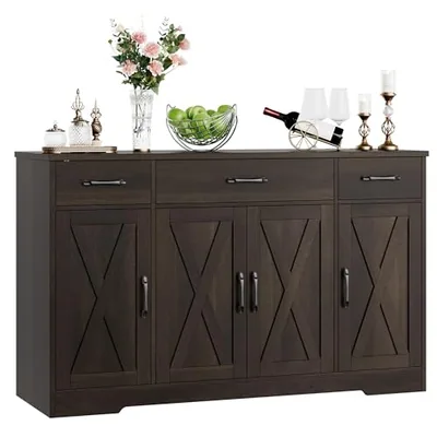 55″ Sideboard with Coffee Bar, Brown (HS-WY5H9)