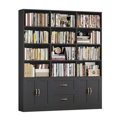 59″ Triple Wide Bookshelf, Black