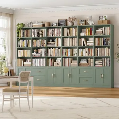 A wall of HOSTACK bookshelves in a study