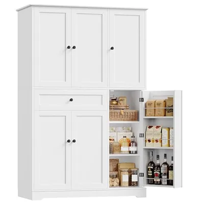 41″ Kitchen Pantry Cabinet, White