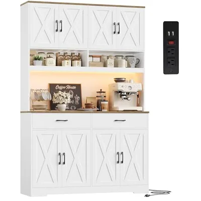 45″ Kitchen Pantry Cabinet, White
