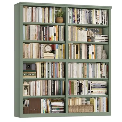 63″ Double Wide Bookshelf, Green