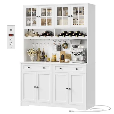 47″ Pantry Cabinet with Coffee Bar, White