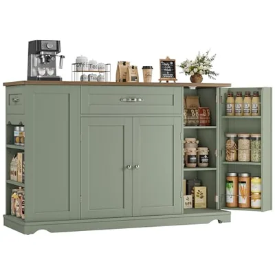 47″ Rolling Kitchen Island Cart, Green