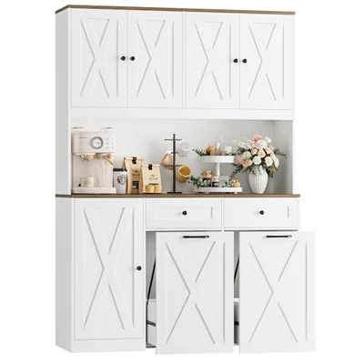 47″ Dual Trash Can Cabinet, White (71″ tall)