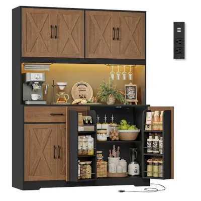 55″ Kitchen Pantry Cabinet, Brown (HS-3GJ3R)