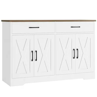 47″ Sideboard Buffet Cabinet, White (HS-8PZZ5)