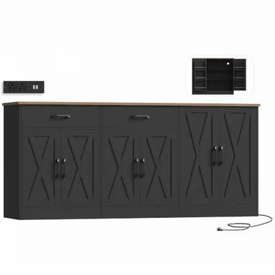 71″ Sideboard with Coffee Bar, Black