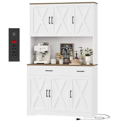 42″ Kitchen Pantry Cabinet, White