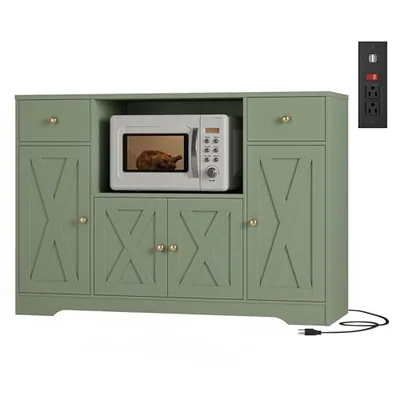 47″ Microwave Cabinet with Outlets, Green