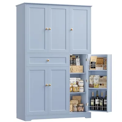 41″ Kitchen Pantry Cabinet, Blue (HS-846KR)