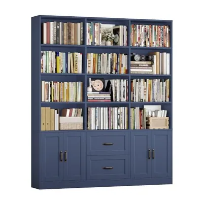 59″ Triple Wide Bookshelf, Blue