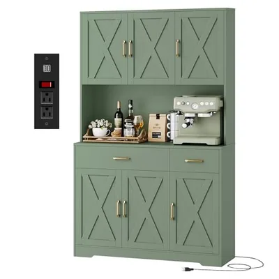 42″ Kitchen Pantry Cabinet, Green